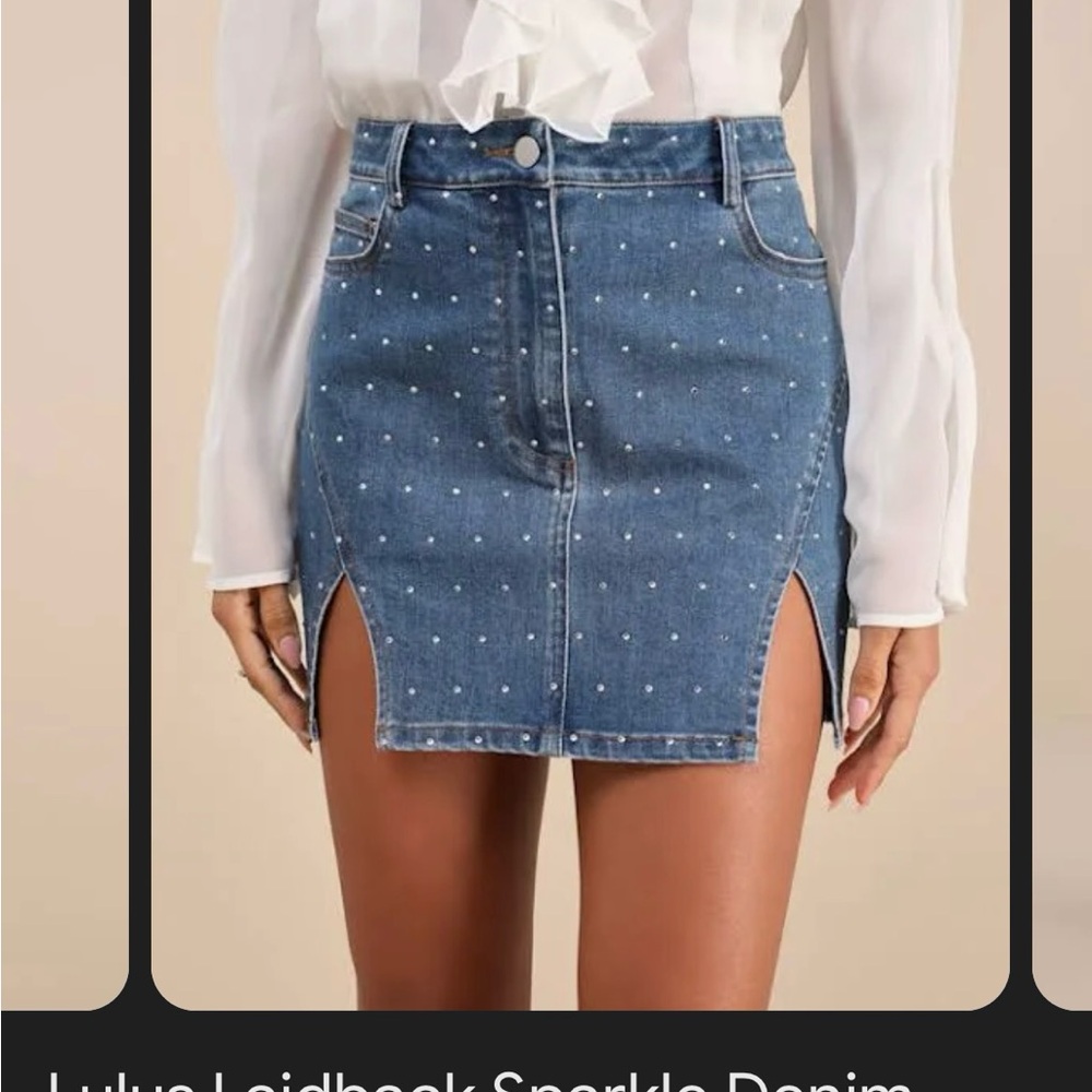 Lulus Sparkle Denim Mini Skirt - size Medium